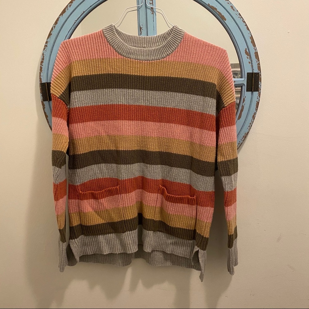 Pocketed Knit Sweater in Stripe